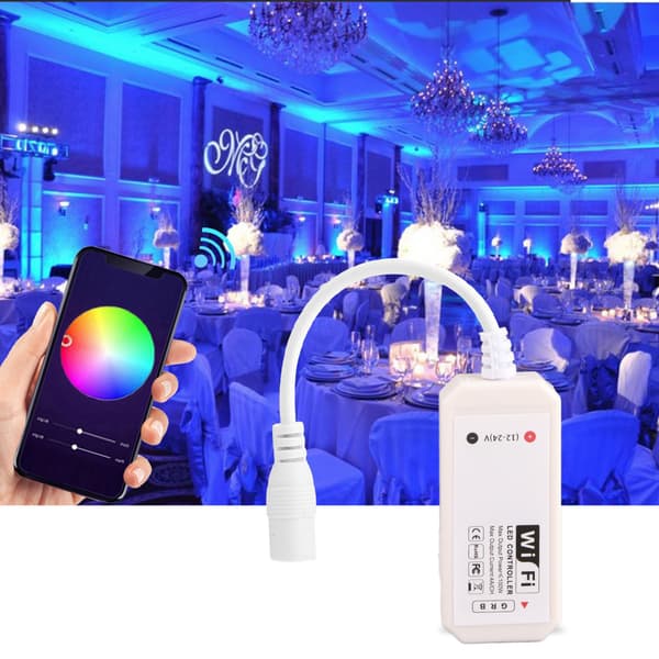WiFi RGB Controller DC12-24V til farverig LED-strip via smartphone-app-kontrol