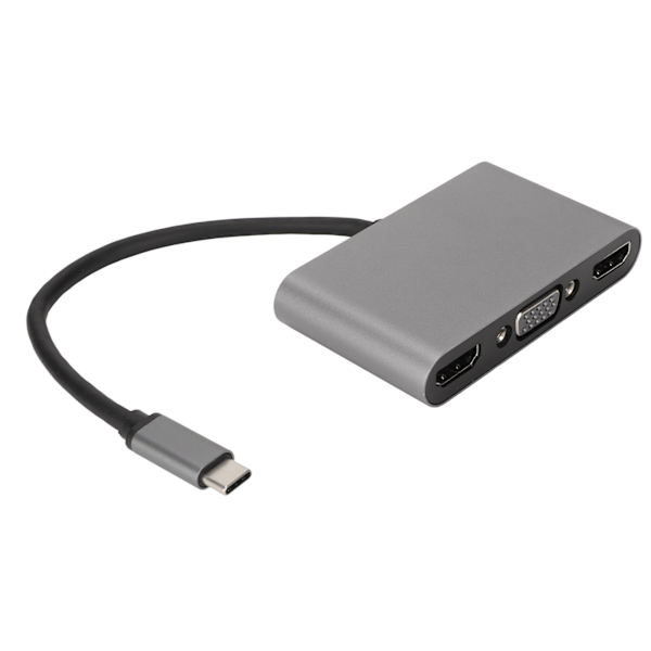 5-i-1 USB C-hub 4K stöder 3 bildskärmar 100W snabbladdning Typ C till dubbel High Definition Multimedia Interface VGA PD-hubb