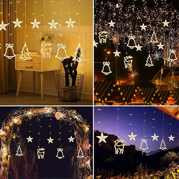 Julelys Garland, Lysgardin, LED Lysgardin, Juledekorasjon, Stjernelys, 4M 8 Lysmoduser