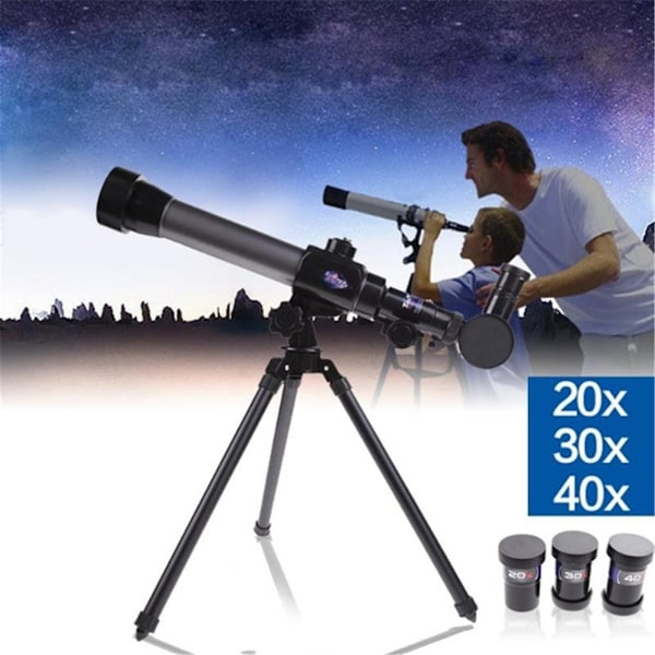 20X 30X 40X Refraktor Astronomisk Teleskop for Barn Mikroskop Combo med Stativ