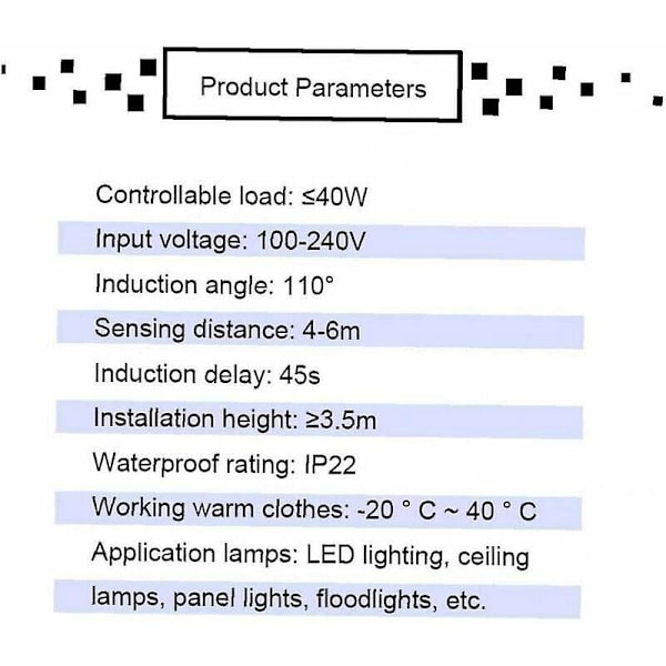 Infraröd Rörelsesensor LED Downlight Pir100v-240v Ljusbrytare