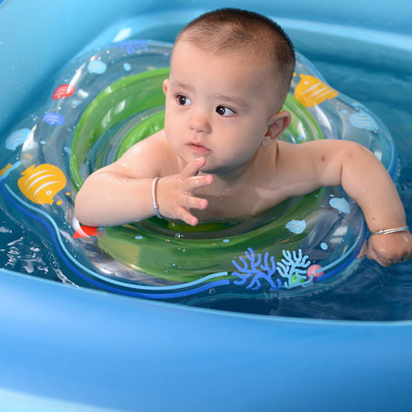 Baby svømme ringe dobbelt gasbag forhindre lækage oppustelig svømme float med sæde farve boks grøn