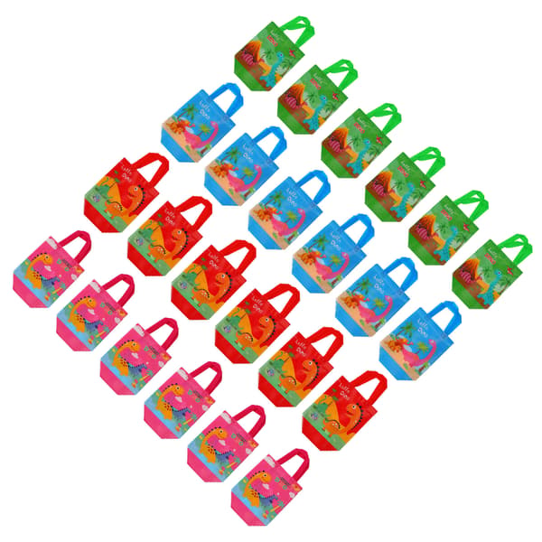 24 stk. søte dinosaurgaveposer, sammenleggbare non-woven dinosaurfestposer til bursdagsfester og babyshower