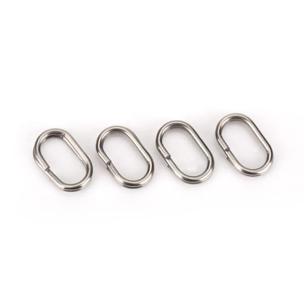 100 stk. ovale splitringe i rustfrit stål, drejelig snap, fiskegrej-stik (8x13 mm)
