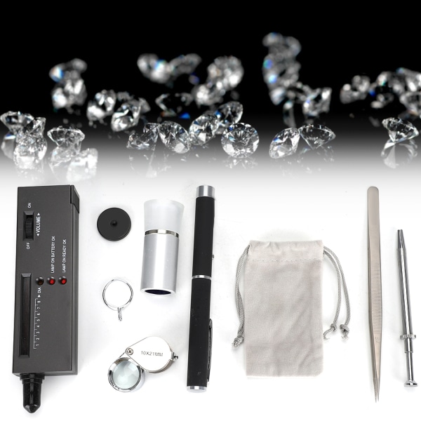 Diamond Tester Lommelykt Viewer Pinsett Forstørrelsesglass Diamond Claw Identification Tool Set