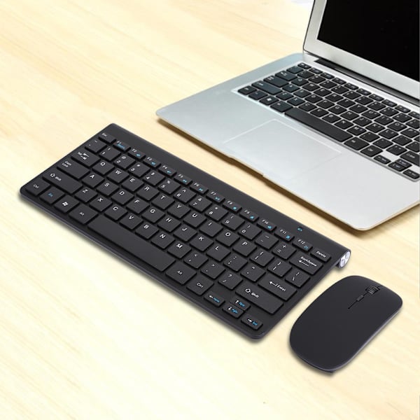 Trådlöst tangentbord Mus Set Ultra Thin Mute Mini Hemmakontor Datortillbehör 2.4G (svart)