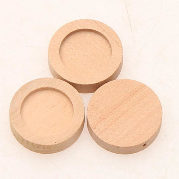 200 stycken Naturlig Trä Stenbas Berlocker Cabochon Inställningar Bas 25mm