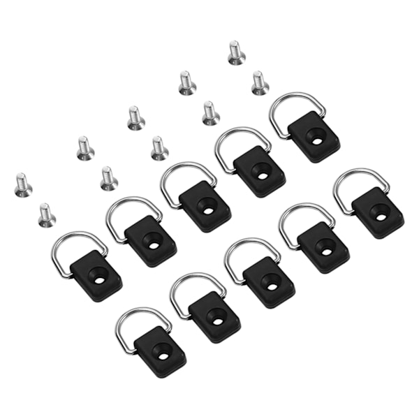 10 stk Svart Kano Kajakk Fiskerigging D Ring Med M6 Skruer For Bungee Kit Tilbehør