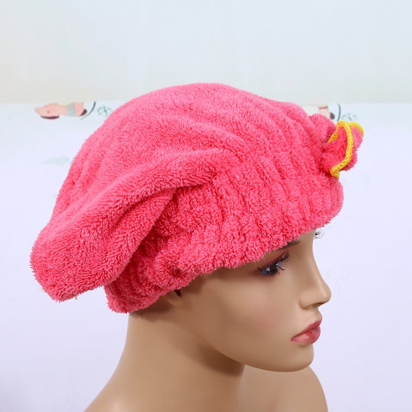 Snabbtorkande cap Mjuk Coral Velvet Bowknot hatt cap(vattenmelonröd)
