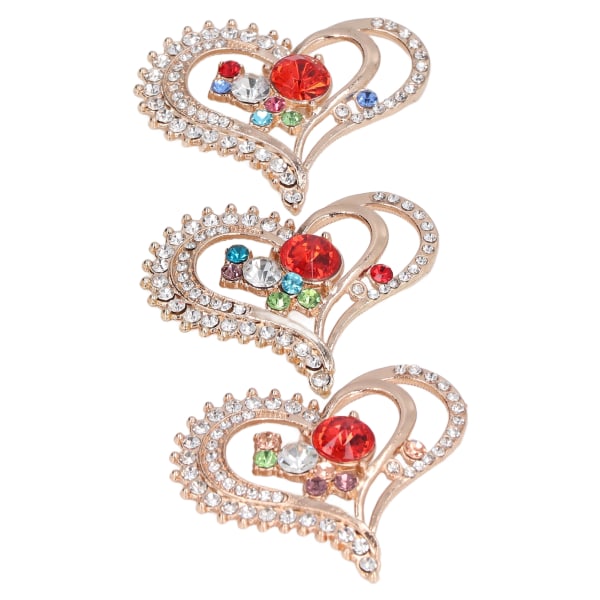 5 stk Brosjer DIY Love Peach Hjerteformet Rhinestone Glass Legering Smykker Tilbehør Rød