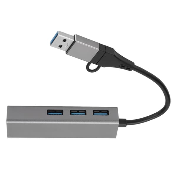 USB3.0 Hub 5Gbps Plug and Play 4-porters aluminiumslegering USB C til RJ45-adapter for Windows for Linux for OS X Sølvgrå