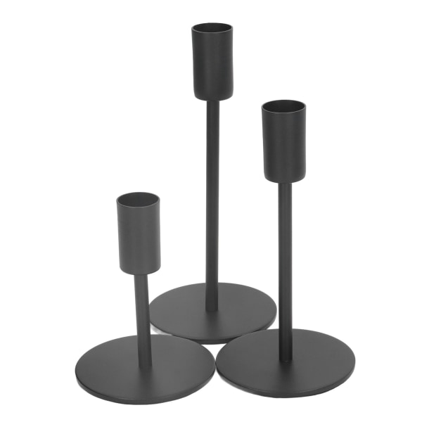 3 stk sorte koniske lysestager mat poleret finish Rustbeskyttelse Metal lysestage med rund base til dekoration