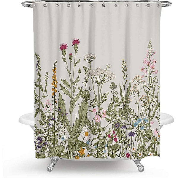 Vandtæt Farverige Blomster Bruseforhæng, Separat Badeforhæng 150 * 180cm