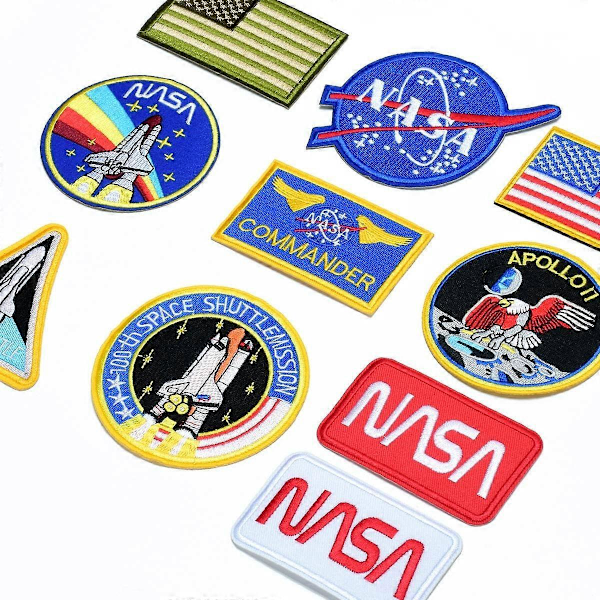 NASA 100:e Rymdfärjan Militära Uppdrag Logotyp Stryk-på-lappar 8-pack för Kläder
