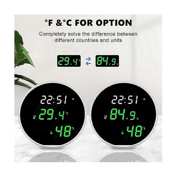 WiFi Rum Termometer Indendørs Hygrometer: Smart Temperatur Fugtighedsmåler med LED Baggrundsbelyst Display
