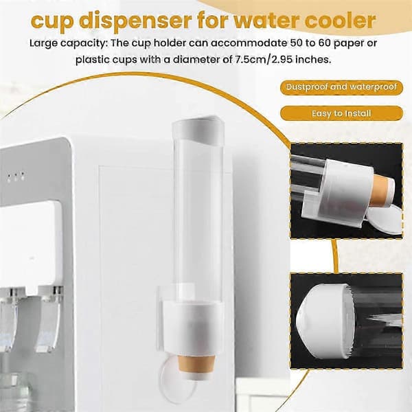 Koppdispenser, koppholder passer til 3Oz - 7Oz kopper med flat bunn eller konisk form, vanndispenserkopp, veggmontert utgave 0710
