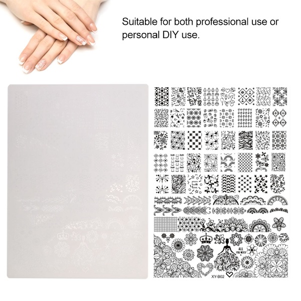 Nail Art skabelon Stencil Manicure Stempling Polish Billede Plast Print Plade XY b02