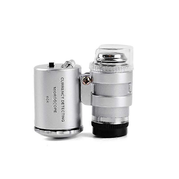 Mini Mikroskop Forstørrelsesglas 60X Håndholdt Bærbart Mikroskop Forstørrelsesglas LED UV-lys til Smykker, Diamanter, Mønter, Frimærker, Antikviteter