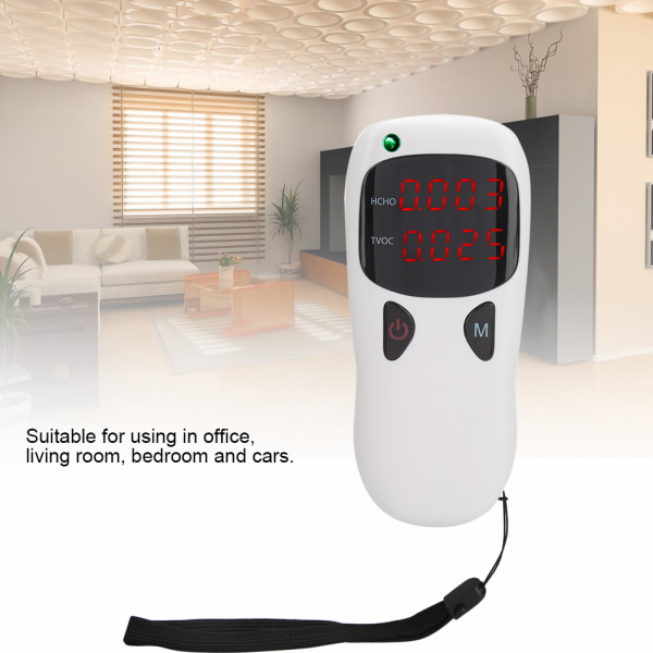 Bærbar formaldehyddetektor Innendørs luftkvalitetstester for hjemmet HCHO Meter TVOC Monitor
