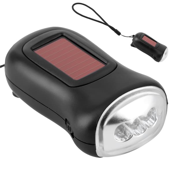 Håndsving Solar Genopladelig Lommelygte LED Nød Dynamo Lommelygte til Udendørs Camping