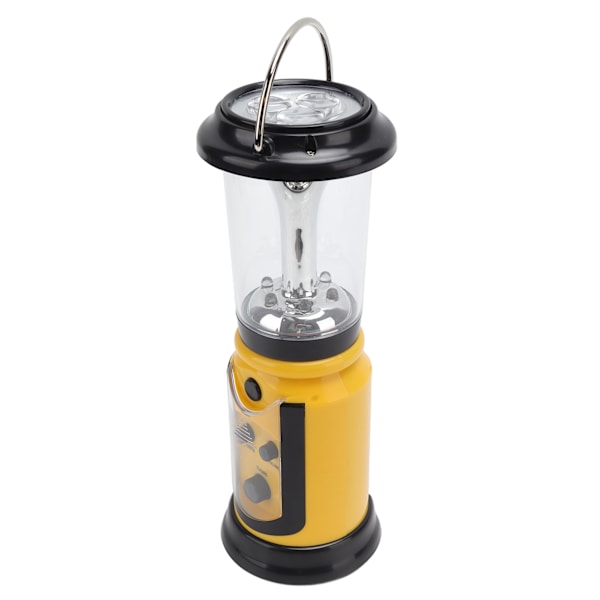 Radiolykt Håndsveiv USB Oppladbar Multifunksjonell AM FM Nødradio LED Lommelykt for Camping Fotturer Gul