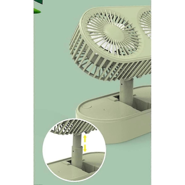 Mini ventilator med dobbelt hoved, bærbar foldeventilator