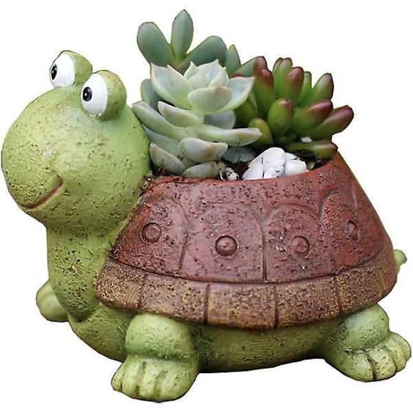 Skildpadde Sukkulente Plantepotte - Mini Harpiks Plantepotte til Hjemmekontor