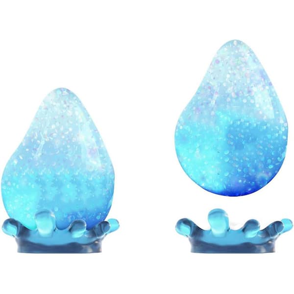 Blå Vanddråbe Glitter Squishy Bold, Blød Silikone Sensorisk Klemmelegetøj, Angstlindrende Fidget Legetøj med Stabil Base til Skrivebordsdekoration blue