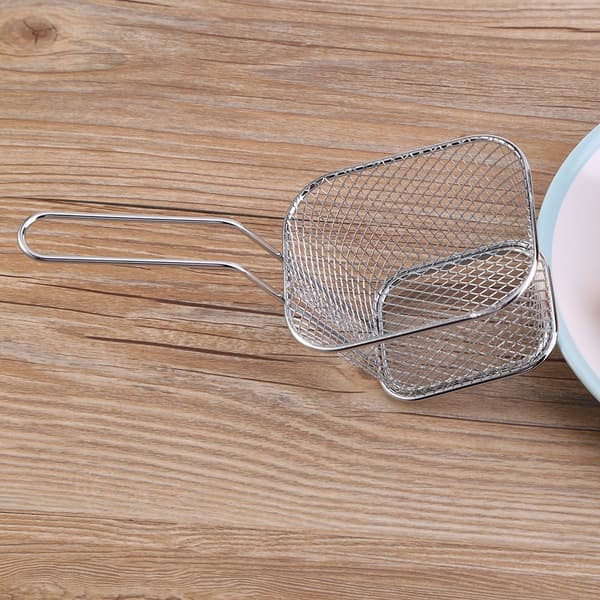 8 stk. Mini Friturekurve i rustfrit stål til servering af chips, si til madlavning af kartofler