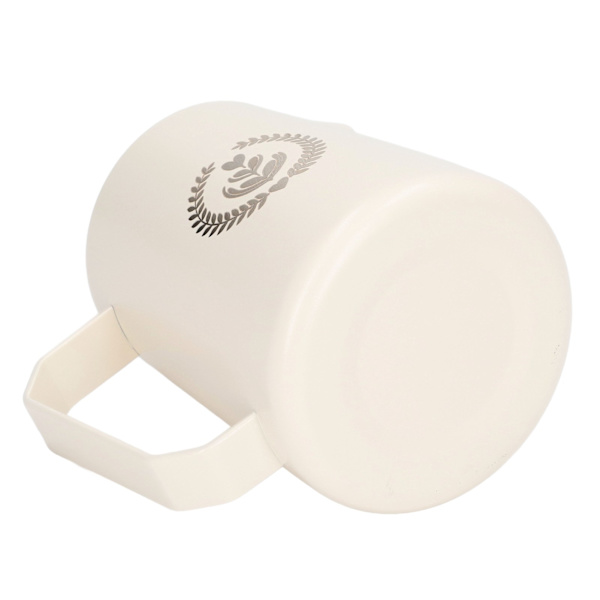 Mælkeskummerkande i rustfrit stål, skummekanden, blandingskop, kande til kaffedrikke, 450 ml, hvid