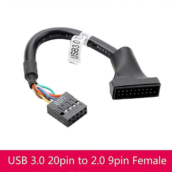 Usb 3.0 19-nastainen uros - naaras Usb 2.0 9-nastainen emolevyn koteloadapterikaapeli