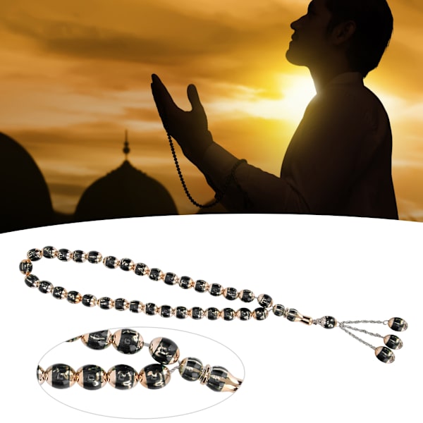 Hartsi Unisex Muslimi Rukoushelmet Pyöreä Rediing Words Rosary Palvonta Tarvikkeet Lisävaruste Musta
