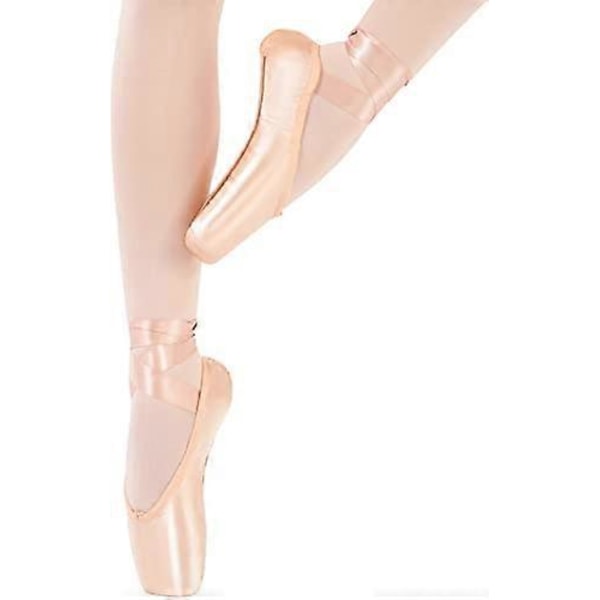 Ballett Pointe Sko Rosa Profesjonelle Dansesko med Påsydd Bånd og Silikon Tåbeskyttere for Jenter Kvinner