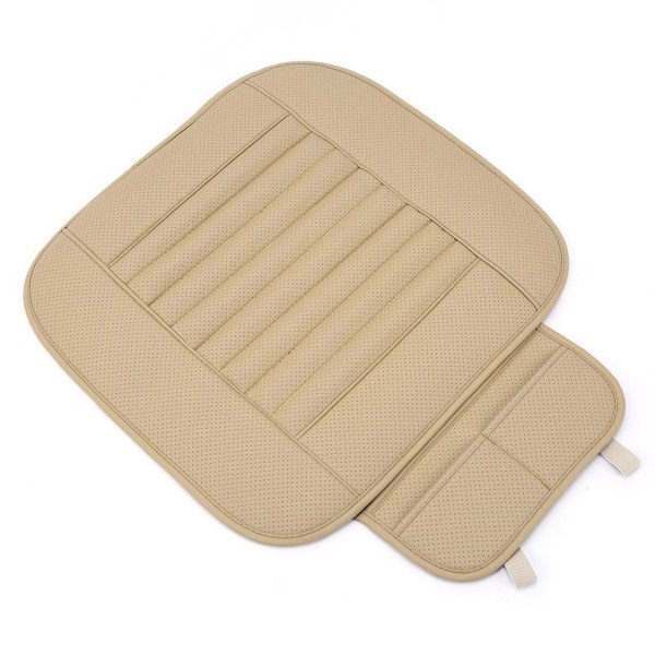 1PZ Nuovo Beige PU Pelle Coprisedili Copri Sedili Cuscino Per Auto Seduta Sedile