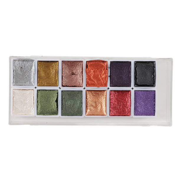 12 stk. akvarelmalingssæt retro metal bærbar høj pigment kunstmaterialer til studerende voksne kunstnere