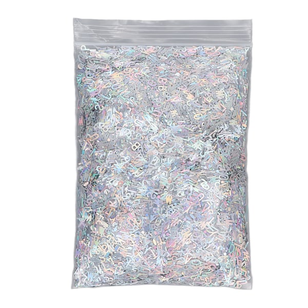 Engelska bokstavs nagelpaljetter Holografiska nagelglitter bokstäver paljetter flingor för manikyr dekoration silver 50g/1.76oz