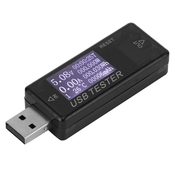 Testare Digital USB Spänning Ström Mätare Voltmeter 8 I 1 Detektor 0‑5A 0‑150W 4‑30VSvart