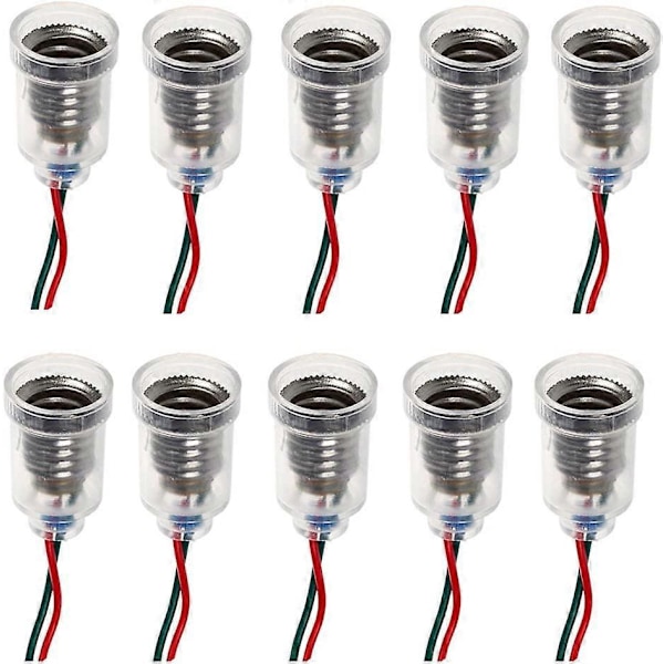 10 st E10 Lampsockel LED Skruvmontering Små Glödlampshållare Ljussockel med Kabel för Kretsexperiment Hem Elektrisk Testning Tillbehör