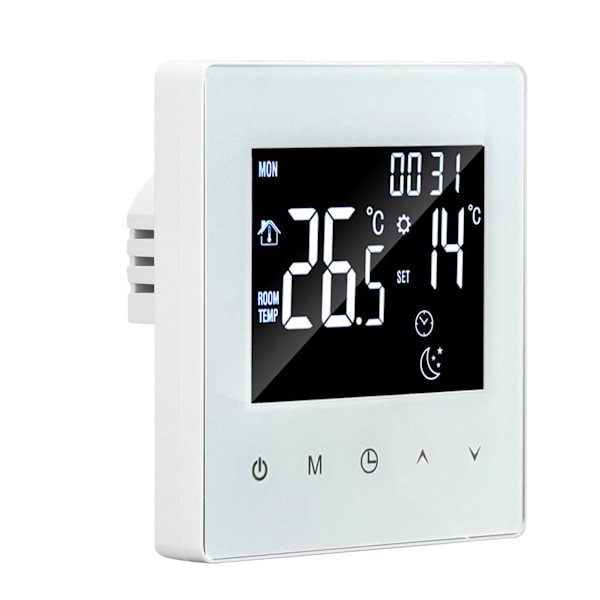 Digital termostatskjerm Programmerbar hjemmetermostat med 3 meter sensorledning for elektrisk gulvvarme Hjem Hotell Kontor AC90‑240V Hvit Med WiFi