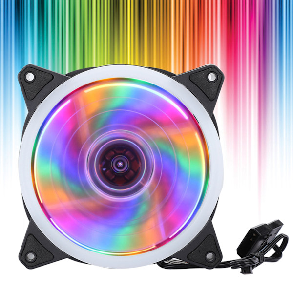 RGB-tuuletin, monivärinen kotelotuuletin, pöytätietokoneen CPU-jäähdytys, Aurora Silent 12 cm (Aurora Double Aperture -moniväriset valot, pakkausruuvit)