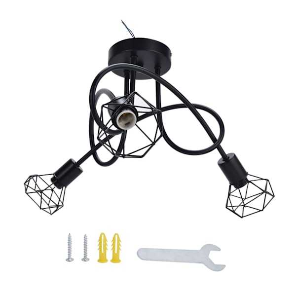 3-hodet pendellampe hul jern taklampe base for soverom spisestue stue for E14 pære 85‑265V