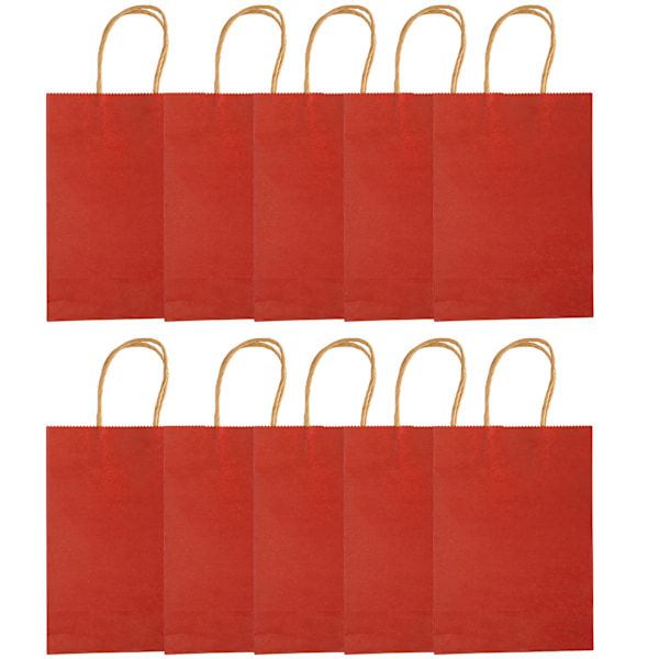 10 stk bærbar festpapirpose enkel handlepose gavepose med håndtak 15 x 8 x 21 cm rød