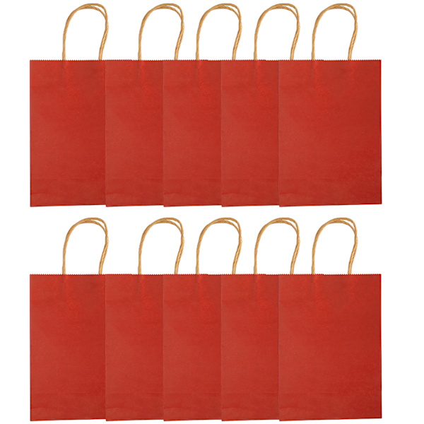 10 stk. bærbare festpapirposer, enkel indkøbspakke gavepose med håndtag 15 x 8 x 21 cm rød