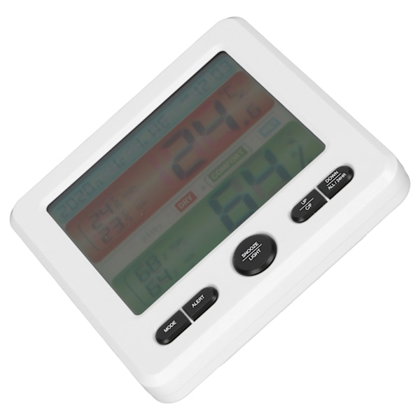 Digital färgskärm temperatur- och fuktighetsmätare inomhus termometer hygrometer klocka vit