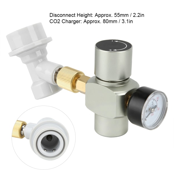 Homebrew Beer CO2 Regulator Lader Gass Koble fra med plastkontakt 0-60PSI
