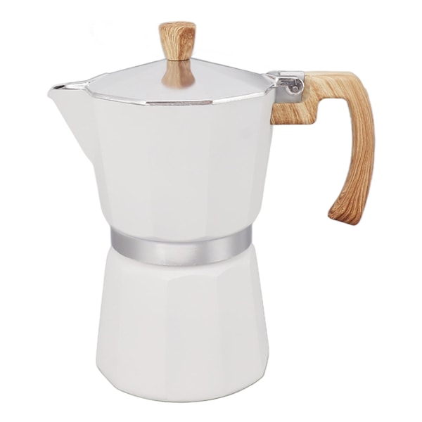 Moka-kanne i aluminiumlegering med rask oppvarming, komfortabelt grep, åttekantet kaffekanne for gass, elektrisk komfyrtopp, kjøkken, hvit, 300 ml