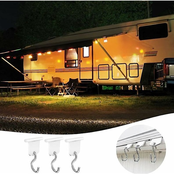 16 kpl, Camping-auton markiisin koukut RV-markiisin lisätarvikkeet S-muotoinen koukku, valkoinen
