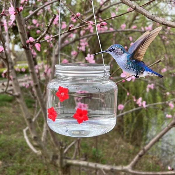 Bärbar hängande kolibrimatare för utomhusbruk - Fluid Flower Bird Feeder