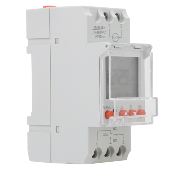 Timer Switch 24 timmar Digital Analog Programmerbar LCD Bakgrundsbelysning Din Rail TM928BK 85‑265V 30A