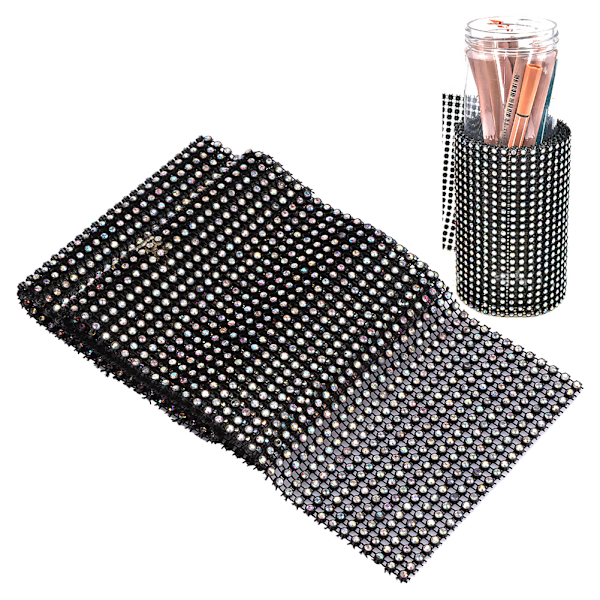 24 rader svart botten plast strass mesh band sy trim kläder tillbehör dekoration
